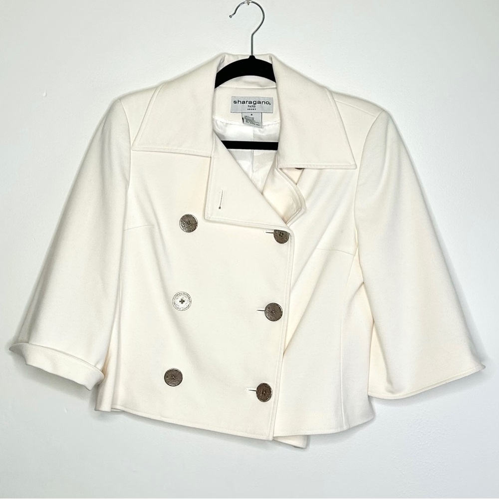 Sharagano Paris white cropped jacket size 6